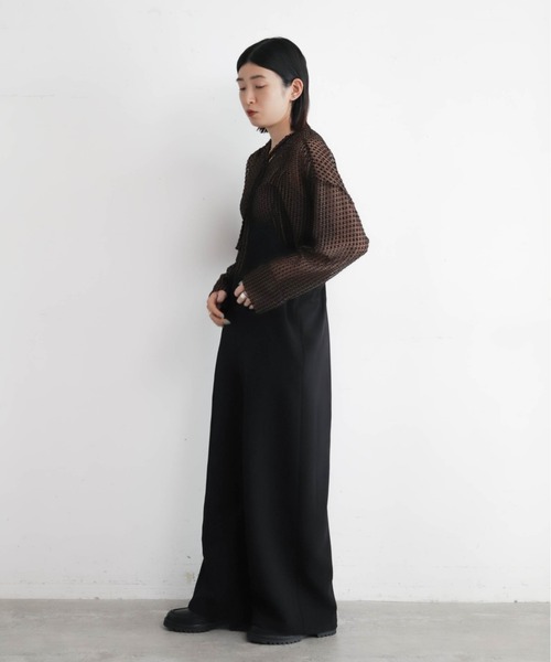 NOMBRE IMPAIR（ノンブルアンペール）の「ポリエステルダブルクロス　ナローサロペット（サロペット/オーバーオール・レディース・ブラック/チャコールグレー・FREE）」の7枚目の写真