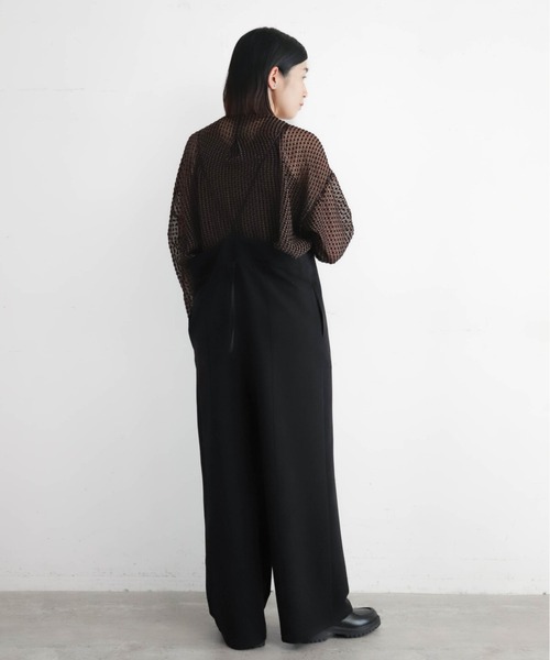 NOMBRE IMPAIR（ノンブルアンペール）の「ポリエステルダブルクロス　ナローサロペット（サロペット/オーバーオール・レディース・ブラック/チャコールグレー・FREE）」の9枚目の写真