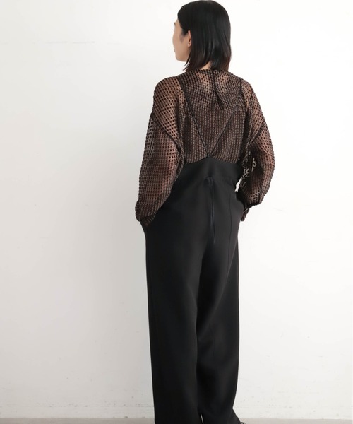 NOMBRE IMPAIR（ノンブルアンペール）の「ポリエステルダブルクロス　ナローサロペット（サロペット/オーバーオール・レディース・ブラック/チャコールグレー・FREE）」の10枚目の写真