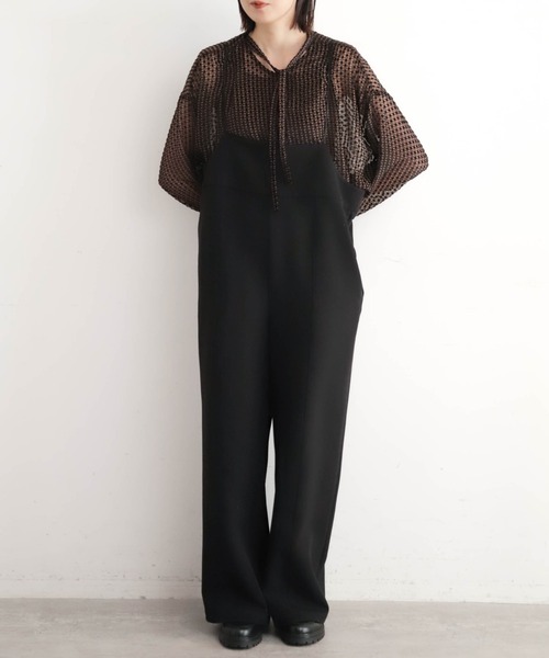 NOMBRE IMPAIR（ノンブルアンペール）の「ポリエステルダブルクロス　ナローサロペット（サロペット/オーバーオール・レディース・ブラック/チャコールグレー・FREE）」の11枚目の写真