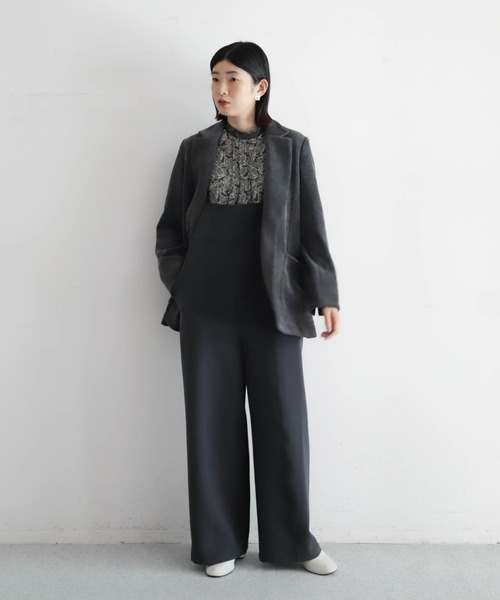NOMBRE IMPAIR（ノンブルアンペール）の「ポリエステルダブルクロス　ナローサロペット（サロペット/オーバーオール・レディース・ブラック/チャコールグレー・FREE）」の19枚目の写真
