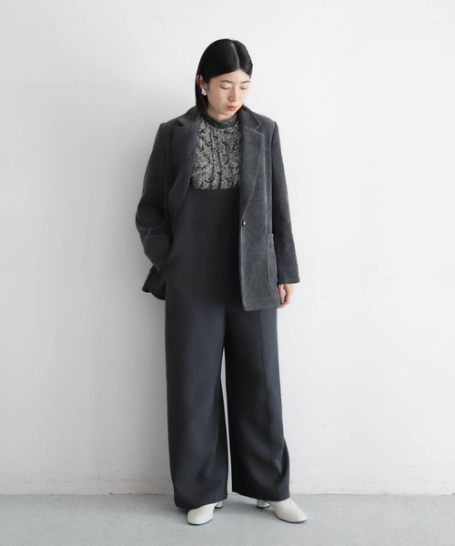 NOMBRE IMPAIR（ノンブルアンペール）の「ポリエステルダブルクロス　ナローサロペット（サロペット/オーバーオール・レディース・ブラック/チャコールグレー・FREE）」の17枚目の写真