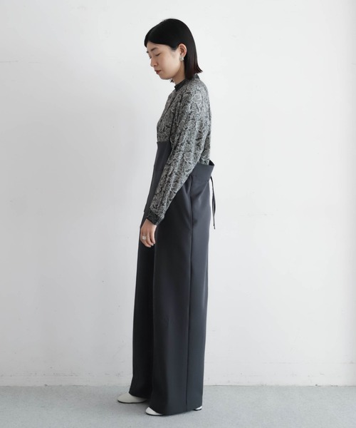 NOMBRE IMPAIR（ノンブルアンペール）の「ポリエステルダブルクロス　ナローサロペット（サロペット/オーバーオール・レディース・ブラック/チャコールグレー・FREE）」の15枚目の写真