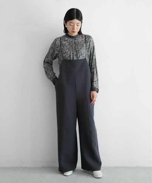 NOMBRE IMPAIR（ノンブルアンペール）の「ポリエステルダブルクロス　ナローサロペット（サロペット/オーバーオール・レディース・ブラック/チャコールグレー・FREE）」の14枚目の写真