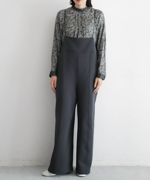 NOMBRE IMPAIR（ノンブルアンペール）の「ポリエステルダブルクロス　ナローサロペット（サロペット/オーバーオール・レディース・ブラック/チャコールグレー・FREE）」の21枚目の写真