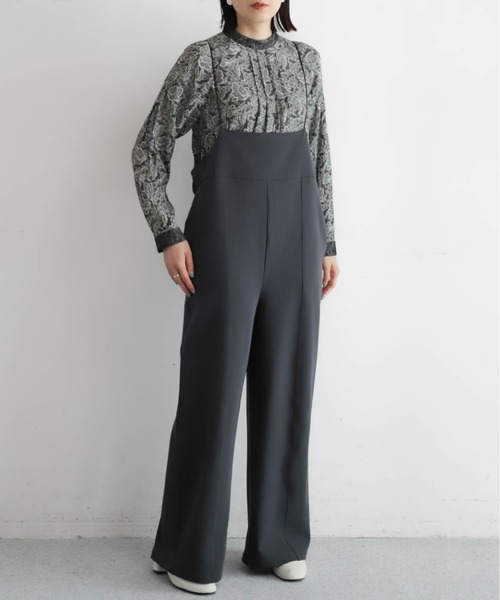 NOMBRE IMPAIR（ノンブルアンペール）の「ポリエステルダブルクロス　ナローサロペット（サロペット/オーバーオール・レディース・ブラック/チャコールグレー・FREE）」の12枚目の写真