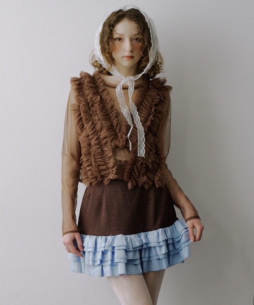 VIOLETTA(ヴィオレッタ)の「ギャザーフリルチュールシアートップス(その他トップス・レディース・ブラウン/ブラック/オフホワイト・FREE)」の3枚目の写真