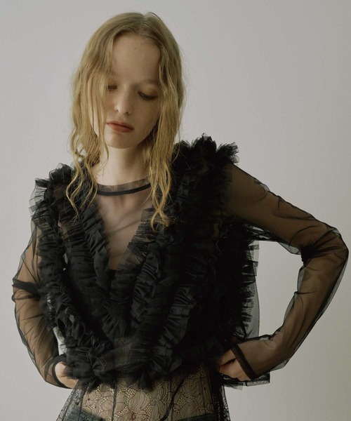 ギャザーフリルチュールシアートップス（その他トップス）｜VIOLETTA