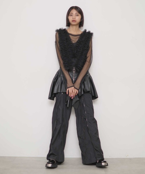 ギャザーフリルチュールシアートップス（その他トップス）｜VIOLETTA