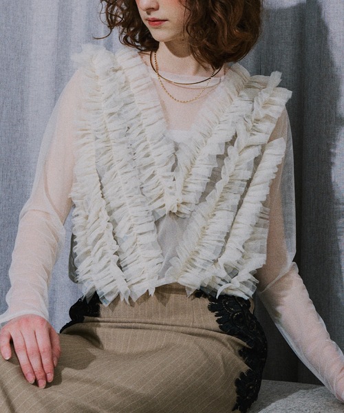 セール】ギャザーフリルチュールシアートップス（その他トップス