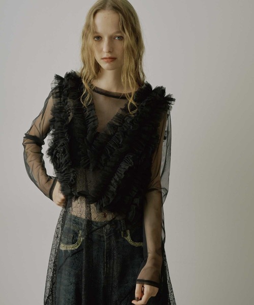 ギャザーフリルチュールシアートップス（その他トップス）｜VIOLETTA