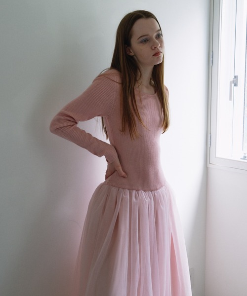 HONEY MI HONEY（ハニーミーハニー）の「rib knit volume tulle one