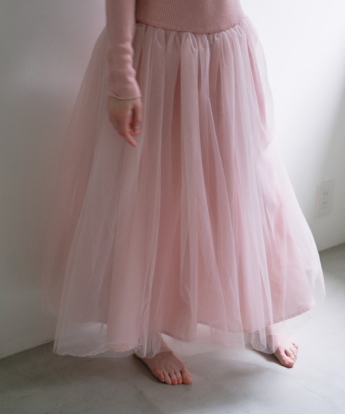 HONEY MI HONEY（ハニーミーハニー）の「rib knit volume tulle one-piece（ワンピース・レディース・グレー/ブラック/ピンク/アイボリー・FREE）」の9枚目の写真