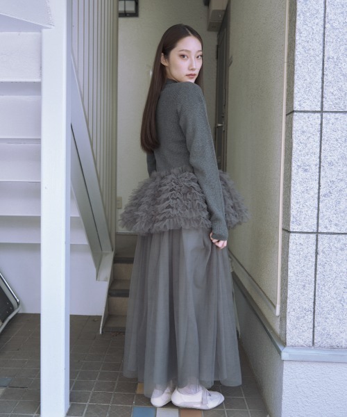 HONEY MI HONEY（ハニーミーハニー）の「rib knit volume tulle one