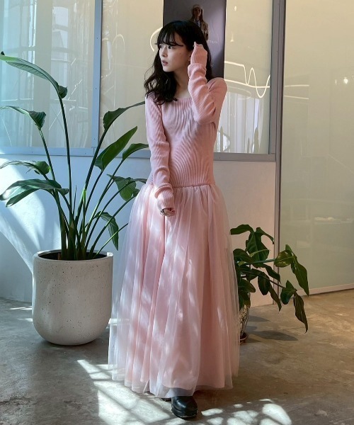 HONEY MI HONEY（ハニーミーハニー）の「rib knit volume tulle one
