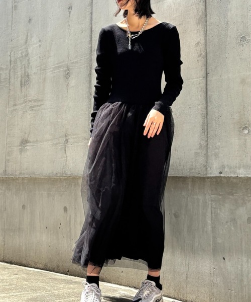 HONEY MI HONEY（ハニーミーハニー）の「rib knit volume tulle one