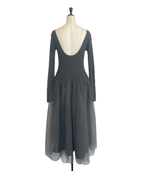 puff sleeve rib knit one-piece