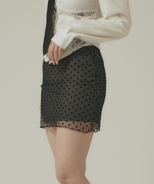 BLANK　（ブランク）の「Dot Mini Skirt / ドット柄 ミニスカート（スカート・レディース・ブラック/グレー/ホワイト・FREE）」の3枚目の写真