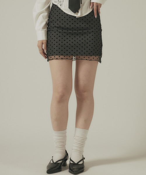 BLANK　（ブランク）の「Dot Mini Skirt / ドット柄 ミニスカート（スカート・レディース・ブラック/グレー/ホワイト・FREE）」の8枚目の写真