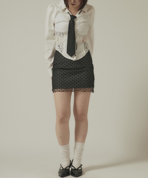 BLANK　（ブランク）の「Dot Mini Skirt / ドット柄 ミニスカート（スカート・レディース・ブラック/グレー/ホワイト・FREE）」の10枚目の写真
