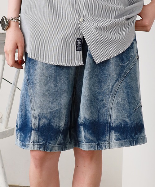 ROOPTOKYO(ループトウキョウ)の「グラデーションデザイン デニムショーツ メンズ 夏物 夏服(デニムパンツ・メンズ・ブラック/ブルー・L/M)」の1枚目の写真