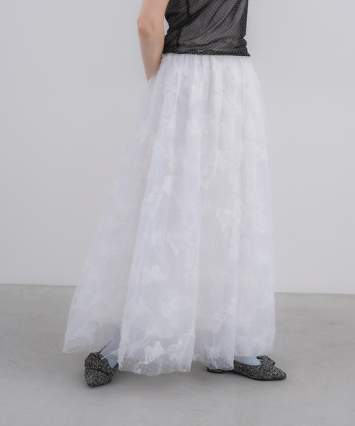 スカート idem volume tulle butterfly dot skirt volume tulle butterfly dot skirt – idem