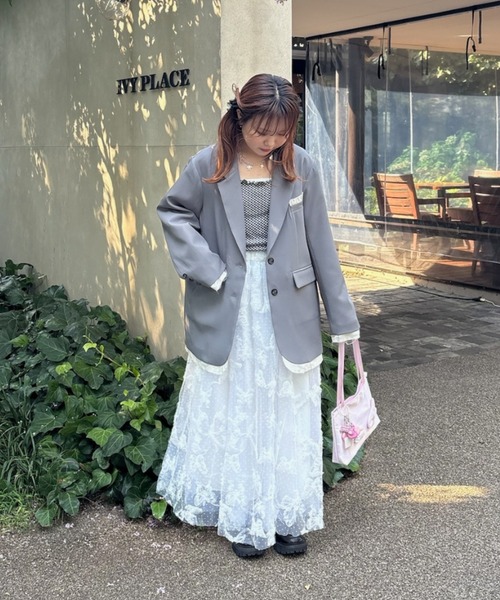 idem volume tulle butterfly dot skirt