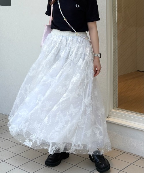 idem（イデム）の「volume tulle butterfly dot skirt / バタフライ