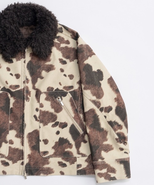 メゾンスペシャル 2WAYカラーCOWプリントヴィーガンレザーブルゾン 2way Collar Cow Printed Vegan Leather Blouson/2WAYカラーCOW