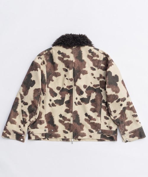 2way Collar Cow Printed Vegan Leather Blouson/2WAYカラーCOW