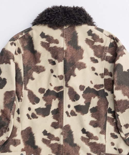 2way Collar Cow Printed Vegan Leather Blouson/2WAYカラーCOW