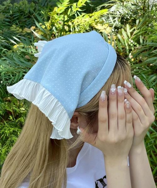 WEGO(ウィゴー)の「WEGO/ドットフリルバブーシュカカチューシャ(カチューシャ・レディース・サックスブルー/ホワイト・FREE)」の1枚目の写真