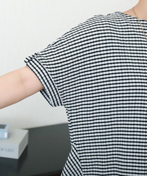 libelle more（リベル モア）の「シャーリングバックフレアトップス（Tシャツ/カットソー・レディース・オフホワイト/ブラウン系その他/ブラック/ホワイト系その他・M）」の11枚目の写真