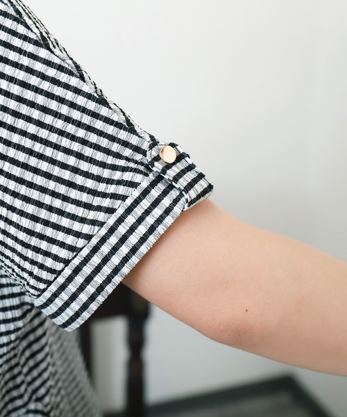 libelle more（リベル モア）の「シャーリングバックフレアトップス（Tシャツ/カットソー・レディース・オフホワイト/ブラウン系その他/ブラック/ホワイト系その他・M）」の10枚目の写真