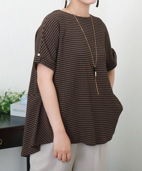 libelle more（リベル モア）の「シャーリングバックフレアトップス（Tシャツ/カットソー・レディース・オフホワイト/ブラウン系その他/ブラック/ホワイト系その他・M）」の14枚目の写真