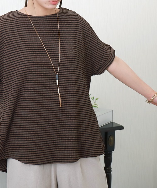 libelle more（リベル モア）の「シャーリングバックフレアトップス（Tシャツ/カットソー・レディース・オフホワイト/ブラウン系その他/ブラック/ホワイト系その他・M）」の15枚目の写真