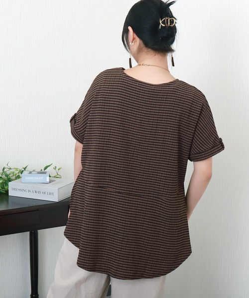 libelle more（リベル モア）の「シャーリングバックフレアトップス（Tシャツ/カットソー・レディース・オフホワイト/ブラウン系その他/ブラック/ホワイト系その他・M）」の16枚目の写真