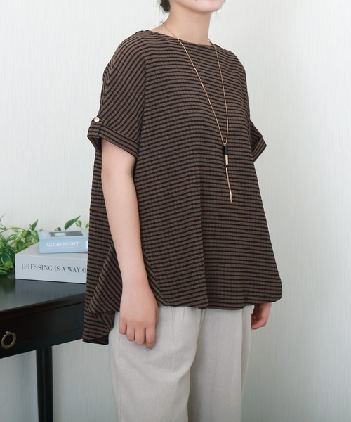 libelle more（リベル モア）の「シャーリングバックフレアトップス（Tシャツ/カットソー・レディース・オフホワイト/ブラウン系その他/ブラック/ホワイト系その他・M）」の18枚目の写真