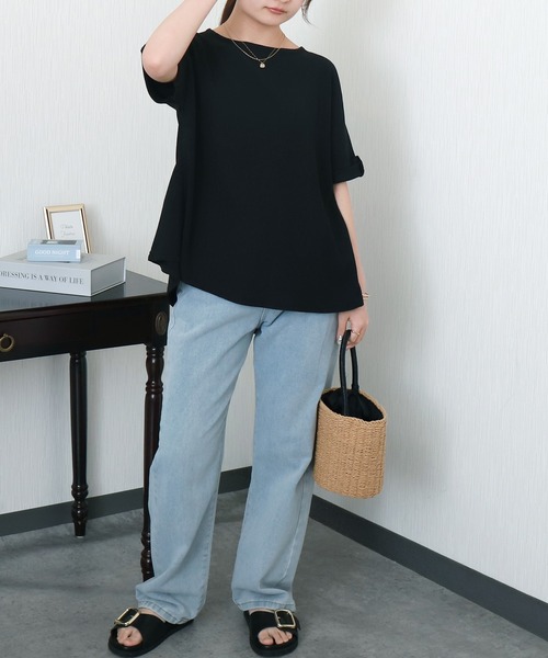 libelle more（リベル モア）の「シャーリングバックフレアトップス（Tシャツ/カットソー・レディース・オフホワイト/ブラウン系その他/ブラック/ホワイト系その他・M）」の20枚目の写真