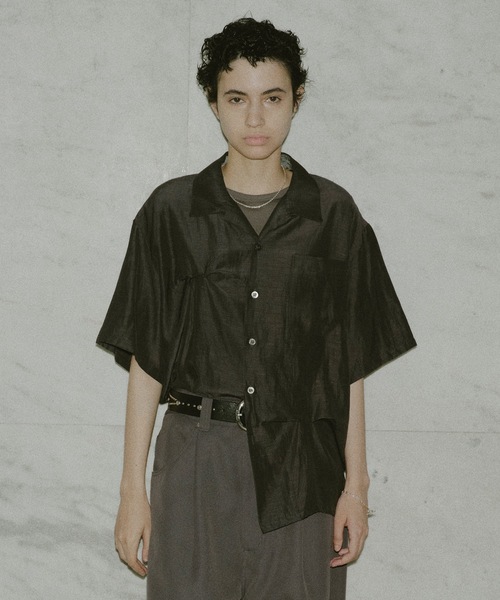 JIEDA（ジエダ）の「HAND STITCH OPEN COLLAR SHIRT S/S（シャツ/ブラウス・メンズ・オリーブ系/ダークグレー・1/2）」の2枚目の写真