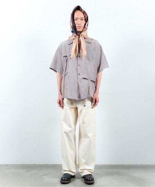 JIEDA（ジエダ）の「HAND STITCH OPEN COLLAR SHIRT S/S（シャツ/ブラウス・メンズ・オリーブ系/ダークグレー・1/2）」の5枚目の写真