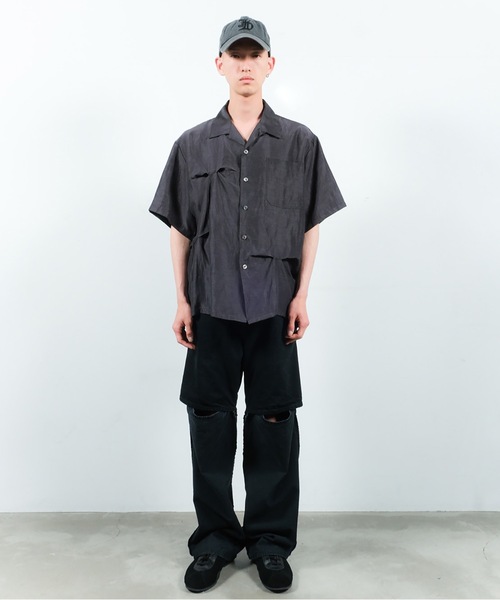 JIEDA（ジエダ）の「HAND STITCH OPEN COLLAR SHIRT S/S（シャツ/ブラウス・メンズ・オリーブ系/ダークグレー・1/2）」の8枚目の写真