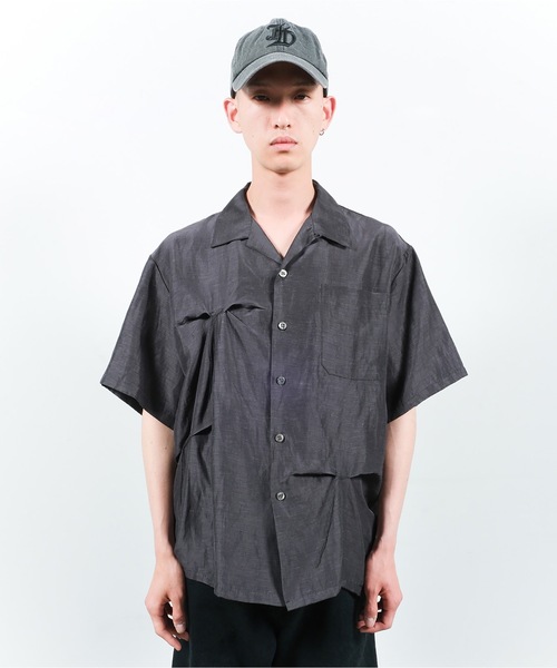 JIEDA（ジエダ）の「HAND STITCH OPEN COLLAR SHIRT S/S（シャツ/ブラウス・メンズ・オリーブ系/ダークグレー・1/2）」の9枚目の写真