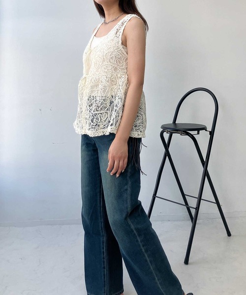 AS KNOW AS plus（アズノゥアズプラス）の「●フロントダブルリボン ぺプラムベスト（ベスト・レディース・ブラウン系/アイボリー系/ネイビー系/ブラック系/サックスブルー系・FREE）」の9枚目の写真