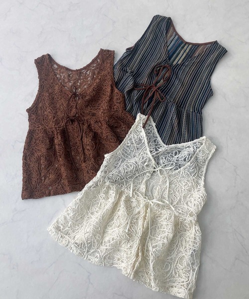 AS KNOW AS plus（アズノゥアズプラス）の「●フロントダブルリボン ぺプラムベスト（ベスト・レディース・ブラウン系/アイボリー系/ネイビー系/ブラック系/サックスブルー系・FREE）」の12枚目の写真