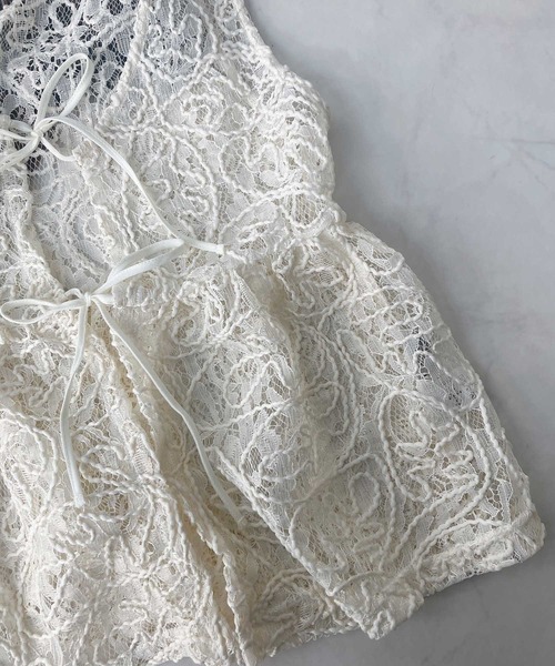 AS KNOW AS plus（アズノゥアズプラス）の「●フロントダブルリボン ぺプラムベスト（ベスト・レディース・ブラウン系/アイボリー系/ネイビー系/ブラック系/サックスブルー系・FREE）」の16枚目の写真