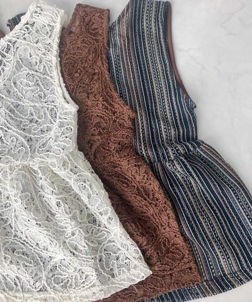 AS KNOW AS plus（アズノゥアズプラス）の「●フロントダブルリボン ぺプラムベスト（ベスト・レディース・ブラウン系/アイボリー系/ネイビー系/ブラック系/サックスブルー系・FREE）」の17枚目の写真