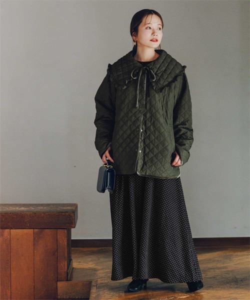 titivate（ティティベイト）の「襟付きキルティングジャケット（ダウンジャケット/コート・レディース・カーキ/ブラック・L/M）」の19枚目の写真