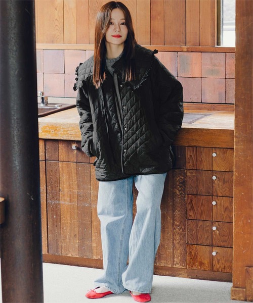 titivate（ティティベイト）の「襟付きキルティングジャケット（ダウンジャケット/コート・レディース・カーキ/ブラック・L/M）」の12枚目の写真