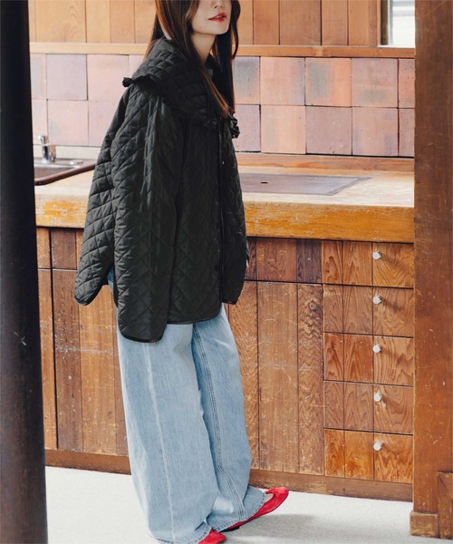 titivate（ティティベイト）の「襟付きキルティングジャケット（ダウンジャケット/コート・レディース・カーキ/ブラック・L/M）」の16枚目の写真